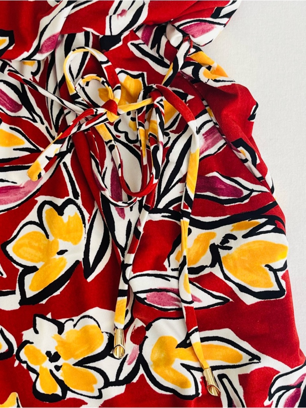 Maggy London Women’s Wide Leg Jumpsuit Red Floral Hippie Boho Romper Size 8 NEW - Picture 6 of 13